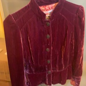 Burgundy sz xs extra soft velvet jacket